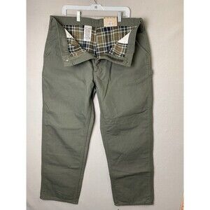 Carhartt Jeans Mens 40x32 Green Duck Dungaree Carpenter Flannel Lined B111